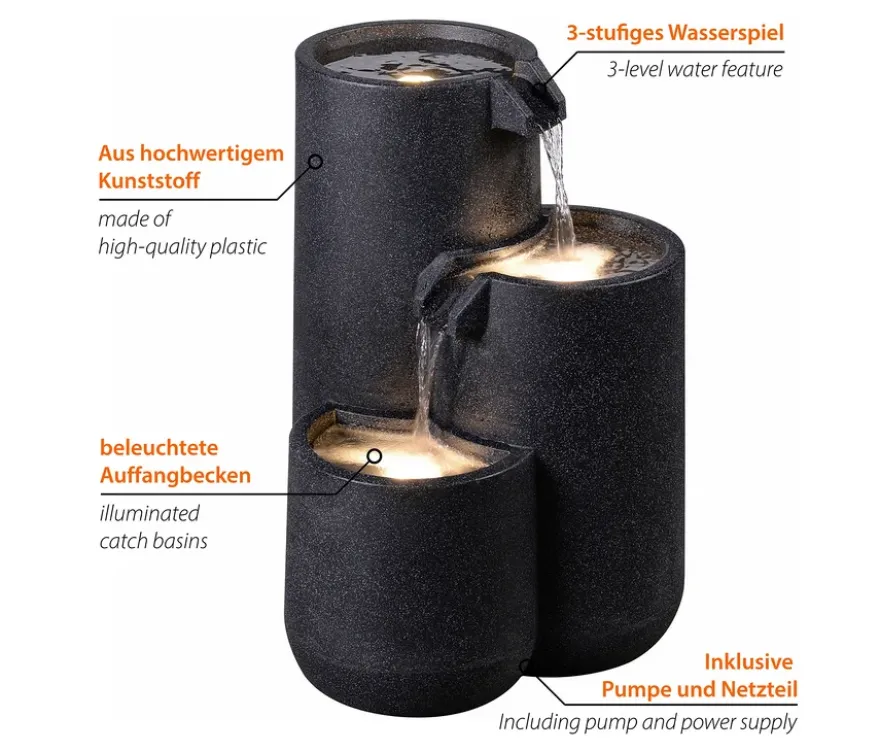 3-stufiger LED-Gartenbrunnen »Brahma«