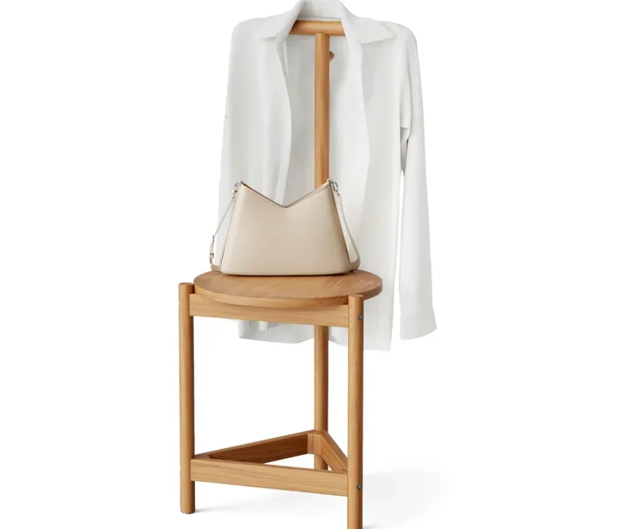 Stummer Diener mit Hocker aus Massivholz