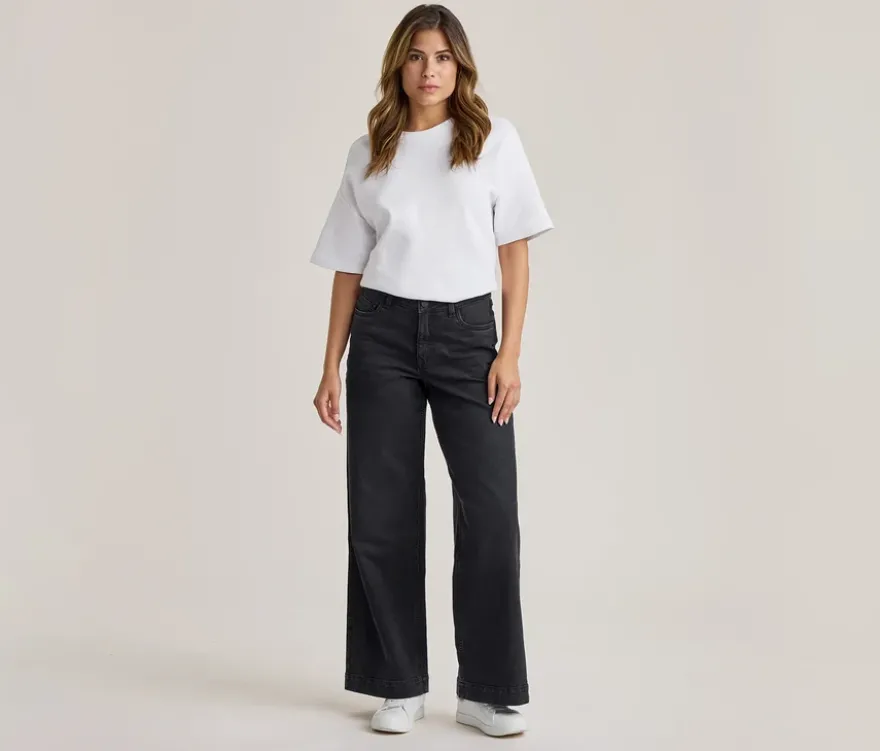 Super Wide Jeans ‒ Fit »Lexi«, black washed denim
