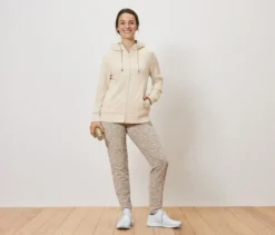 Sweathose, beige-weiß