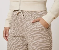 Sweathose, beige-weiß