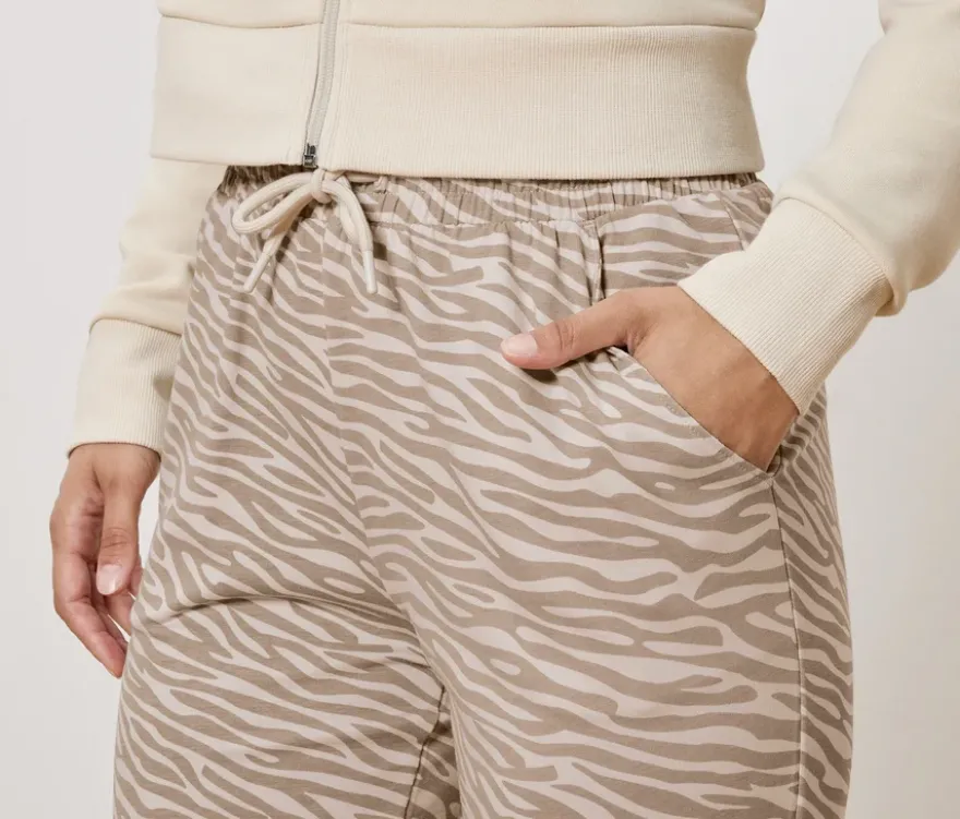 Sweathose, beige-weiß
