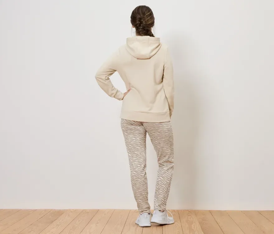 Sweathose, beige-weiß