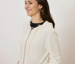 Sweatjacke, cremeweiß