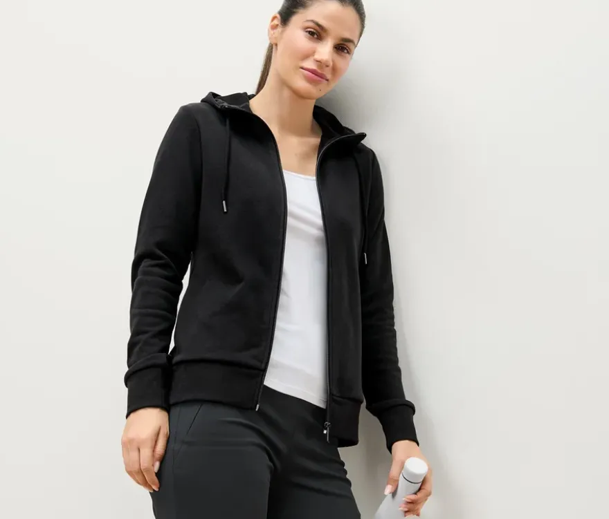Sweatjacke, schwarz