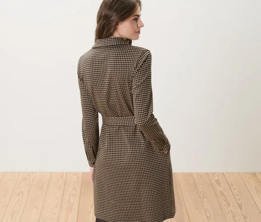 Sweatkleid mit Hahnentritt-Jacquard
