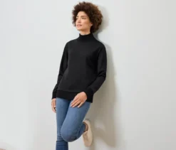 Sweatshirt aus Modal-Mix, schwarz