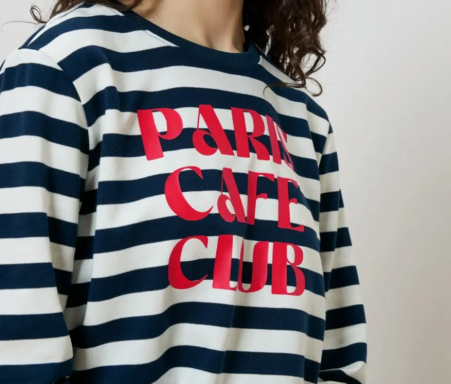 Sweatshirt, blau-weiß gestreift