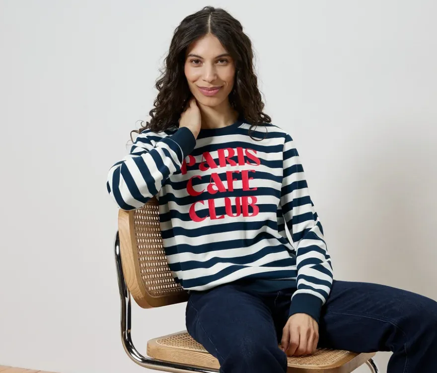 Sweatshirt, blau-weiß gestreift