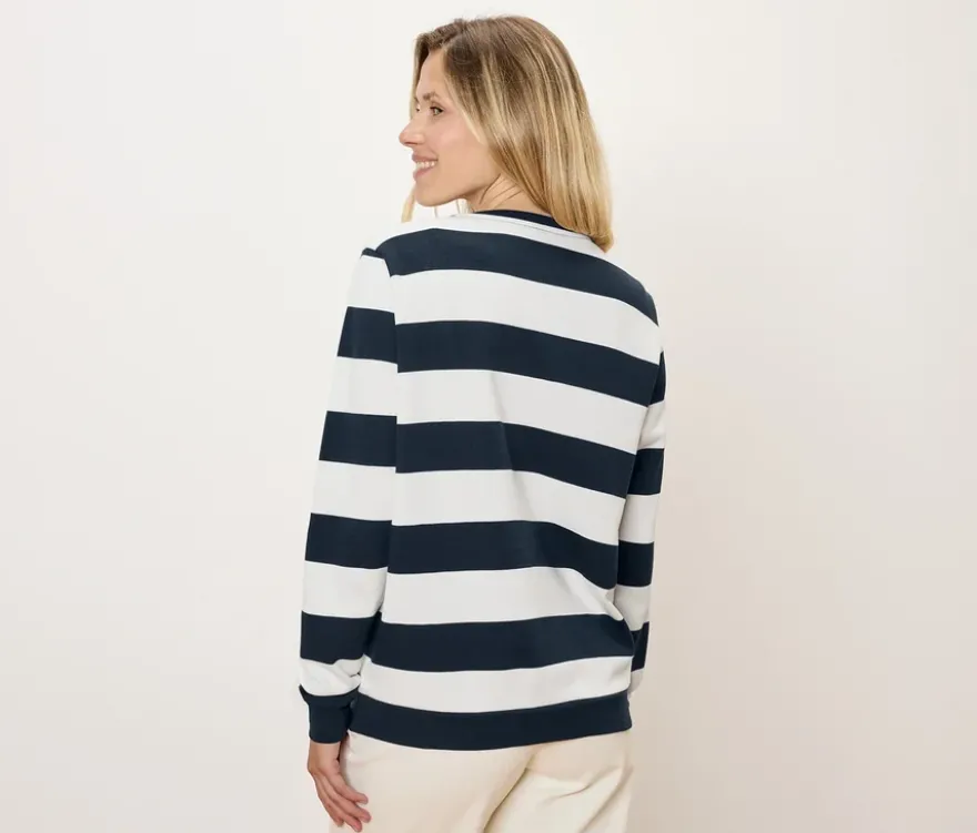 Sweatshirt, dunkelblau-weiß gestreift