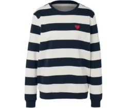 Sweatshirt, dunkelblau-weiß gestreift