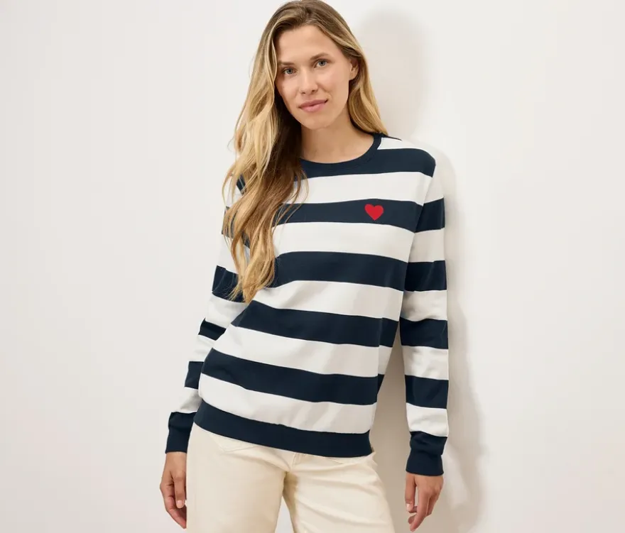 Sweatshirt, dunkelblau-weiß gestreift