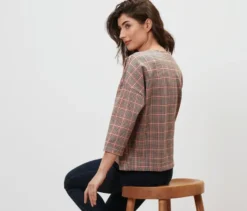 Sweatshirt mit 3/4-Arm, Hahnentritt