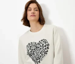 Sweatshirt mit Print, cremeweiß