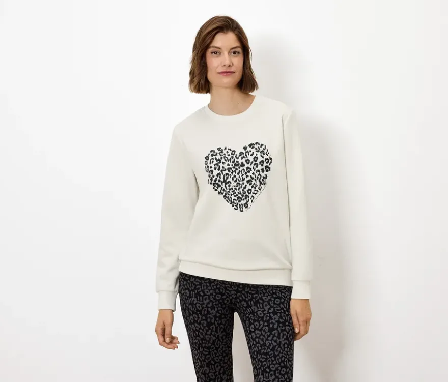 Sweatshirt mit Print, cremeweiß