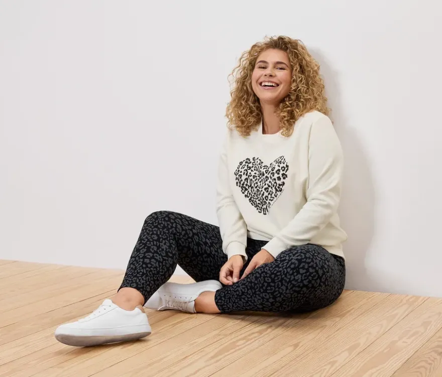 Sweatshirt mit Print, cremeweiß