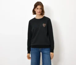 Sweatshirt mit Print, schwarz