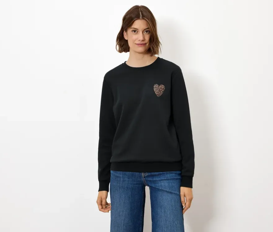 Sweatshirt mit Print, schwarz