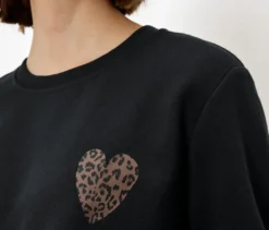 Sweatshirt mit Print, schwarz