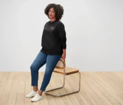 Sweatshirt mit Print, schwarz