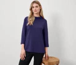 Sweatshirt mit Stehkragen, aubergine