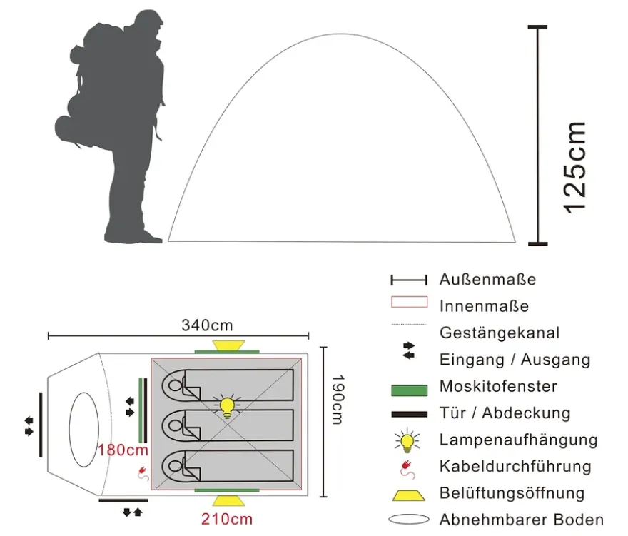 Tambu 3-Personen-Kuppelzelt »AKASA 3«