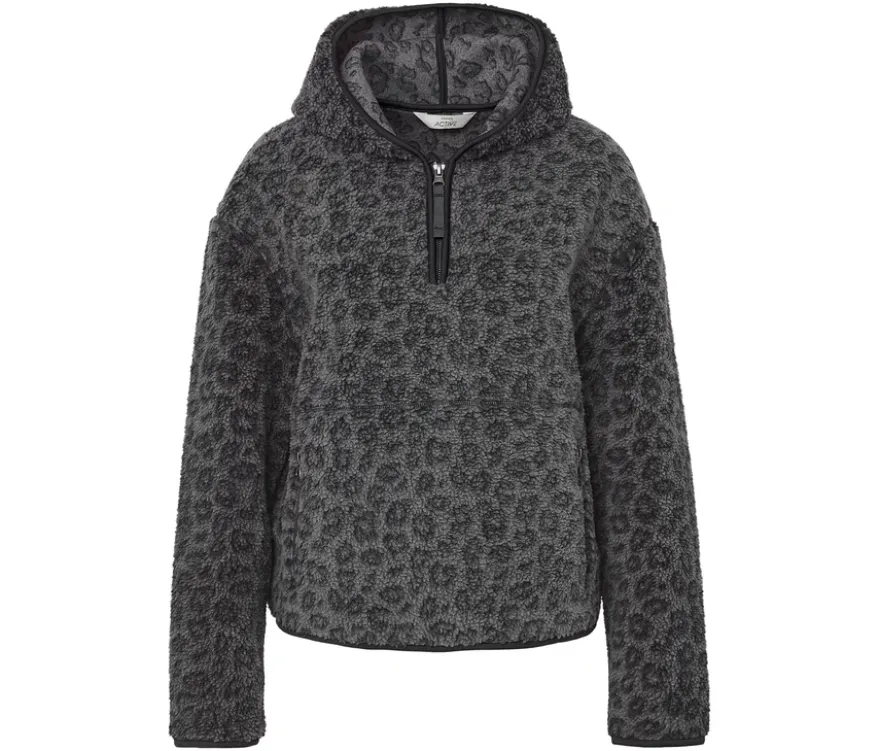 Teddypullover, Leo-Alloverprint anthrazit