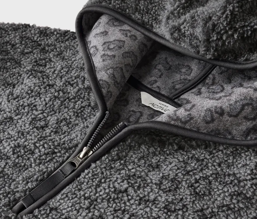 Teddypullover, Leo-Alloverprint anthrazit