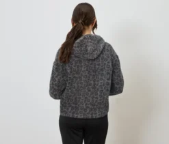 Teddypullover, Leo-Alloverprint anthrazit