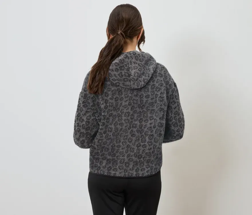 Teddypullover, Leo-Alloverprint anthrazit