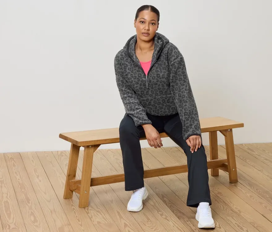 Teddypullover, Leo-Alloverprint anthrazit