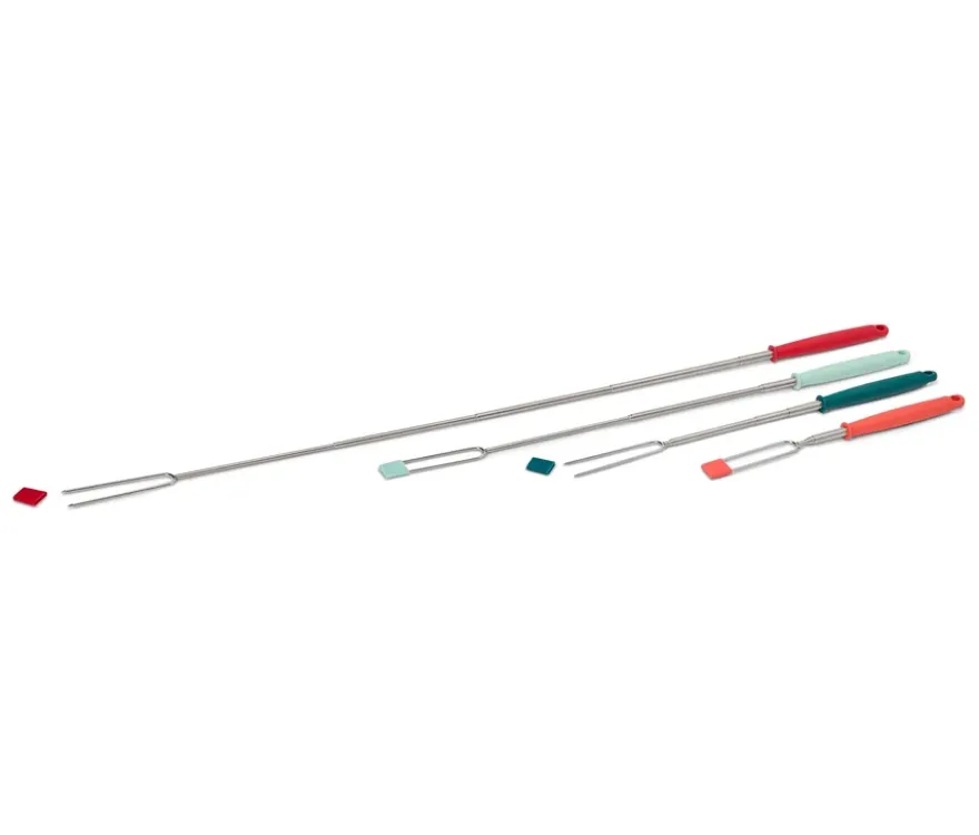 4 Teleskop-Grill-Gabeln