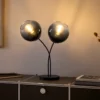 Tischleuchte mit Schirmen aus Rauchglas