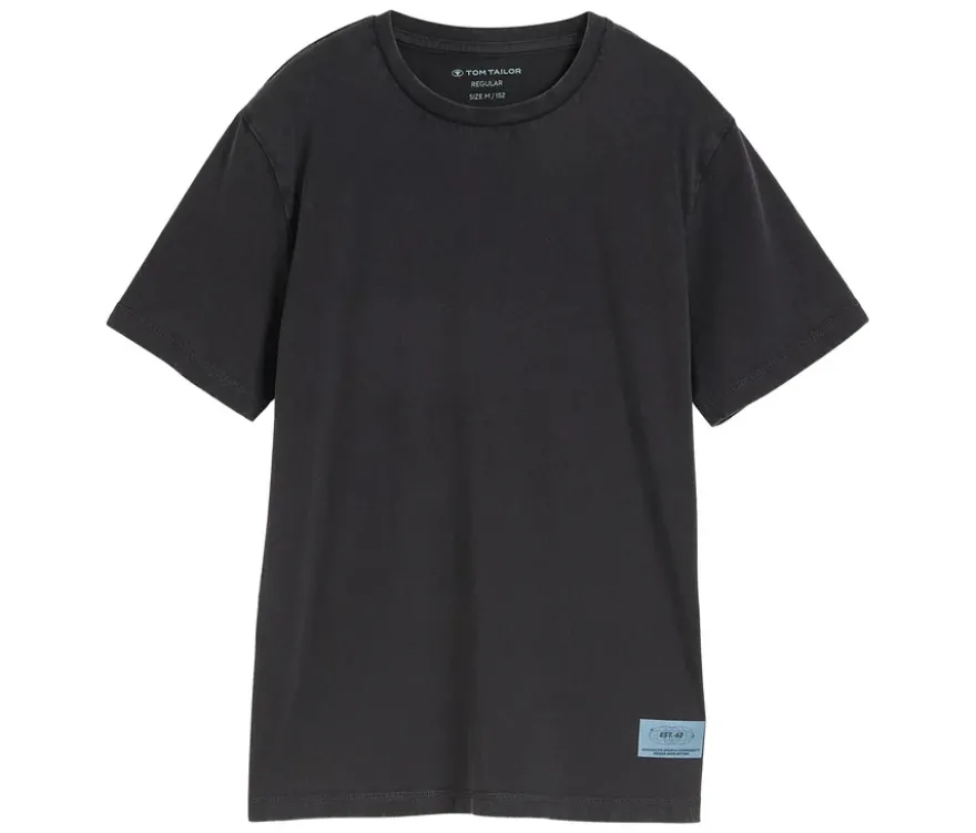 Tom Tailor Kinder-Basic-T-Shirt mit Acid-Wash-Optik, coal grey