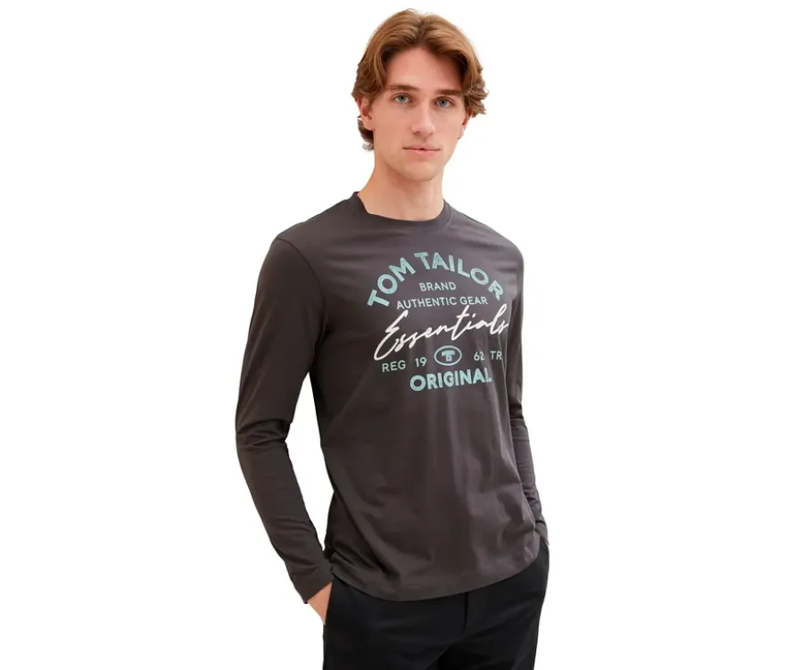 Tom Tailor Longsleeve mit Logo, Dark Shadow