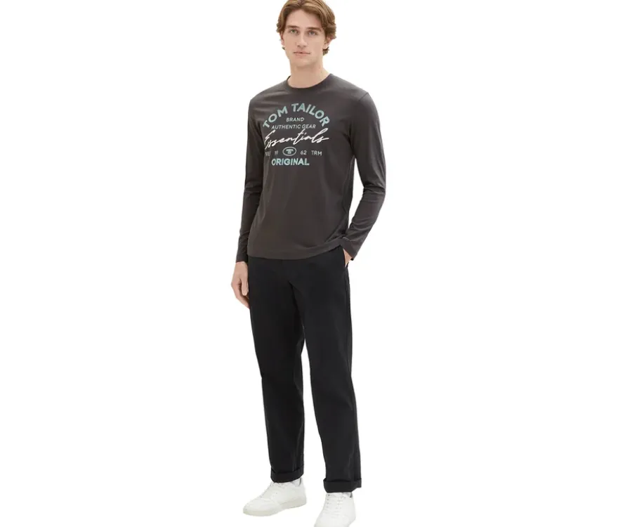 Tom Tailor Longsleeve mit Logo, Dark Shadow