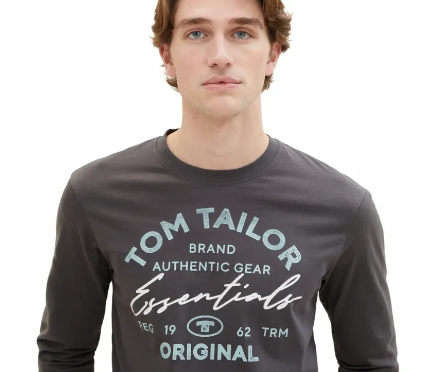 Tom Tailor Longsleeve mit Logo, Dark Shadow