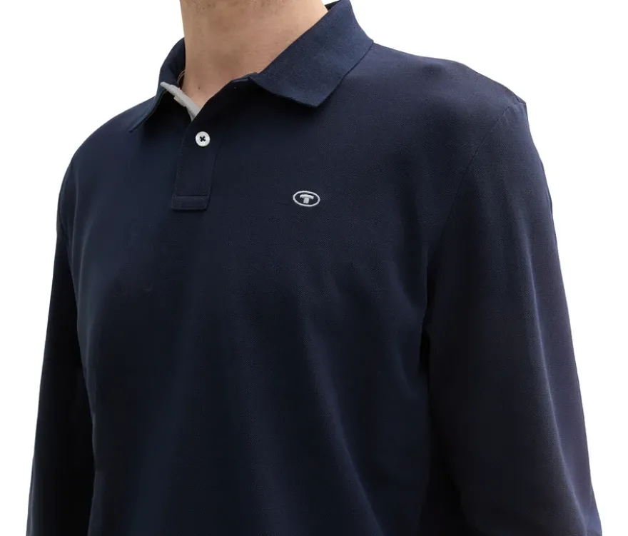 Tom Tailor Longsleeve Piqué Poloshirt, Sky Captain Blue