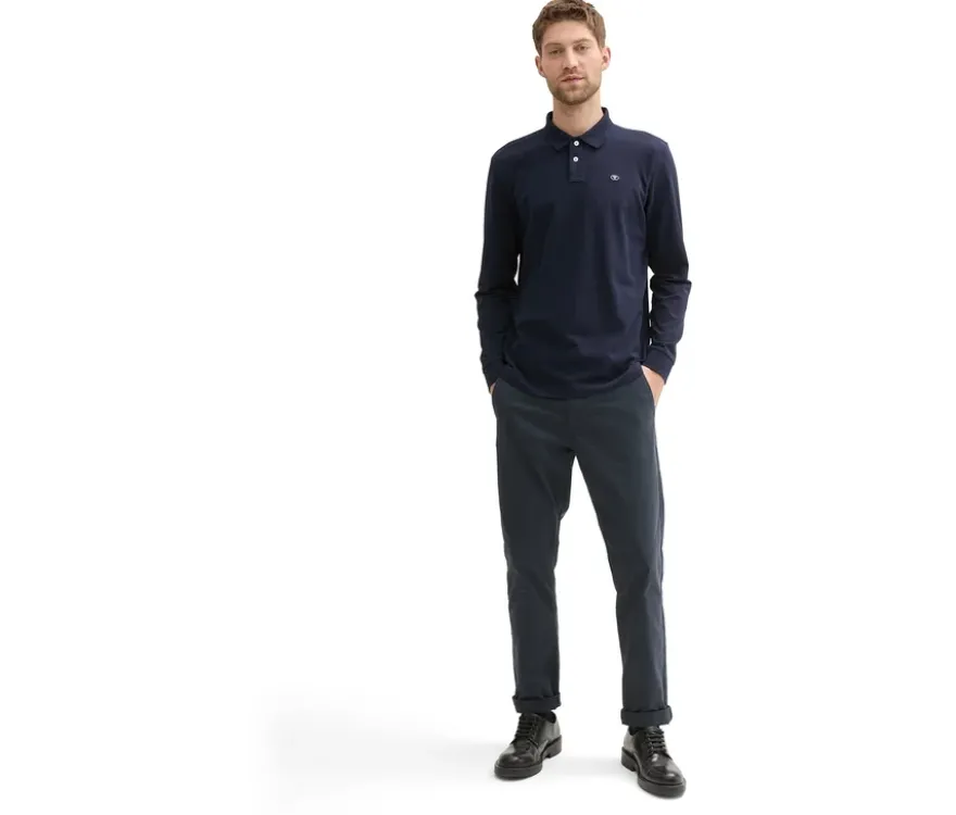 Tom Tailor Longsleeve Piqué Poloshirt, Sky Captain Blue