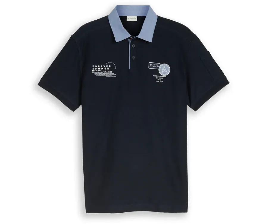 Tom Tailor Poloshirt mit Ottoman-Struktur, Sky Captain Blue