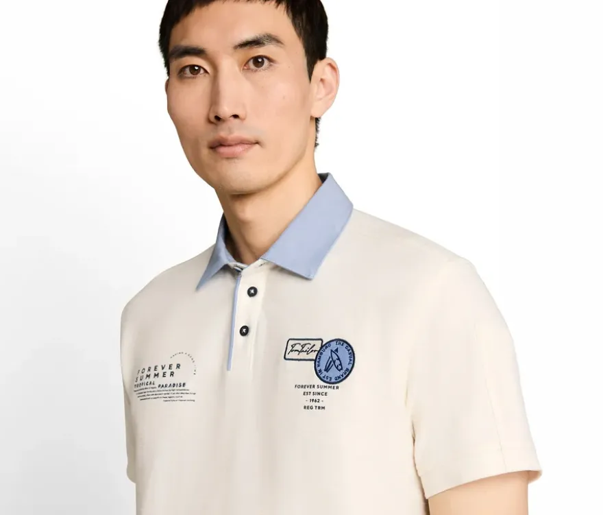 Tom Tailor Poloshirt mit Ottoman-Struktur, Gardenia White