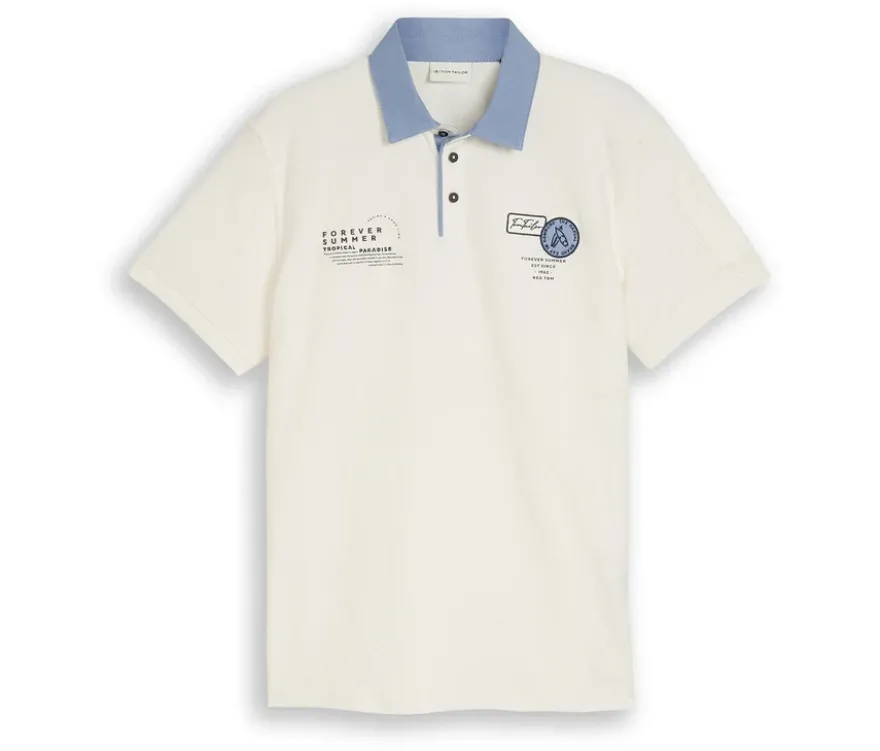 Tom Tailor Poloshirt mit Ottoman-Struktur, Gardenia White