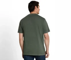 Tom Tailor Serafino T-Shirt mit Logo-Print, Deep Leaf Green