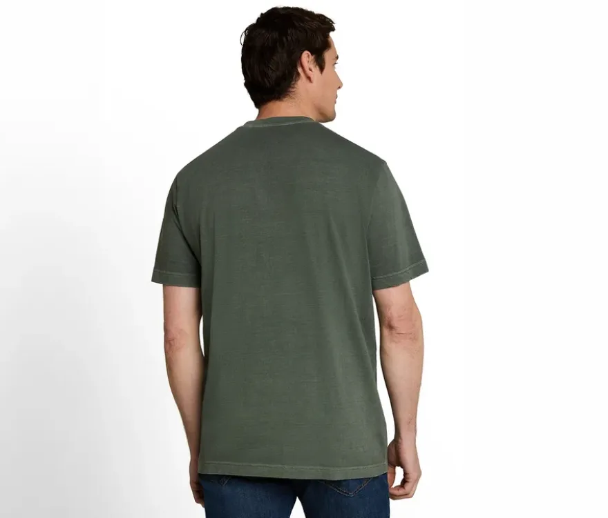 Tom Tailor Serafino T-Shirt mit Logo-Print, Deep Leaf Green