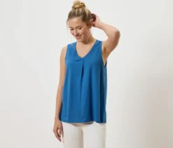 Top mit Falten-Detail, blau