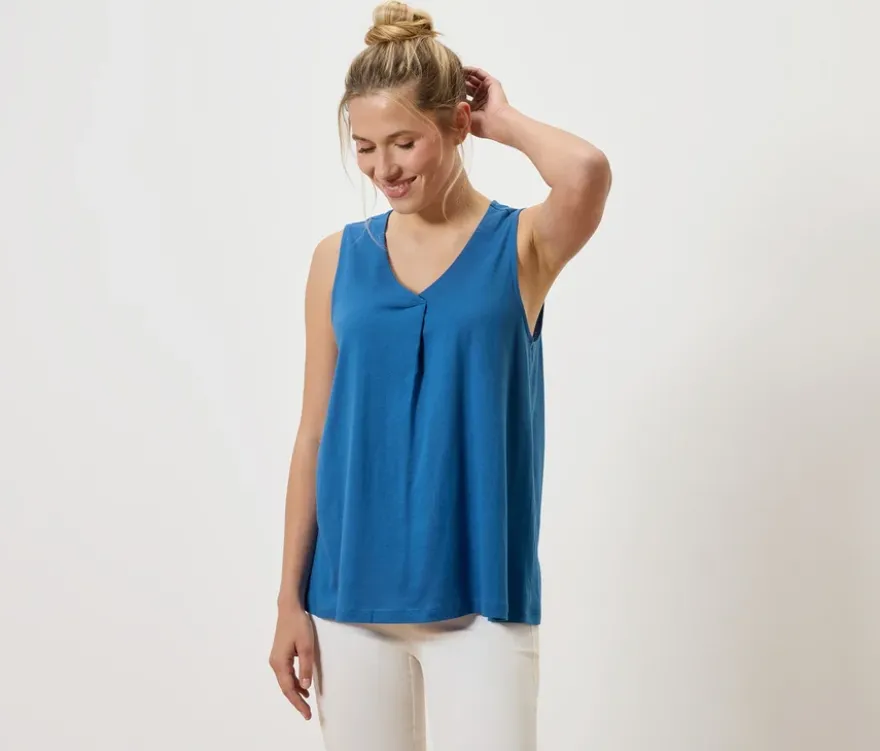 Top mit Falten-Detail, blau