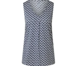 Top mit Falten-Detail, Minimal-Alloverprint