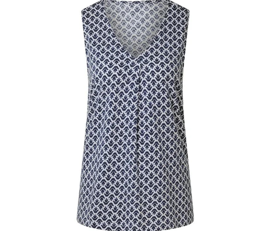 Top mit Falten-Detail, Minimal-Alloverprint