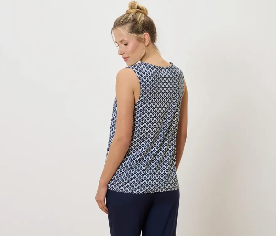 Top mit Falten-Detail, Minimal-Alloverprint