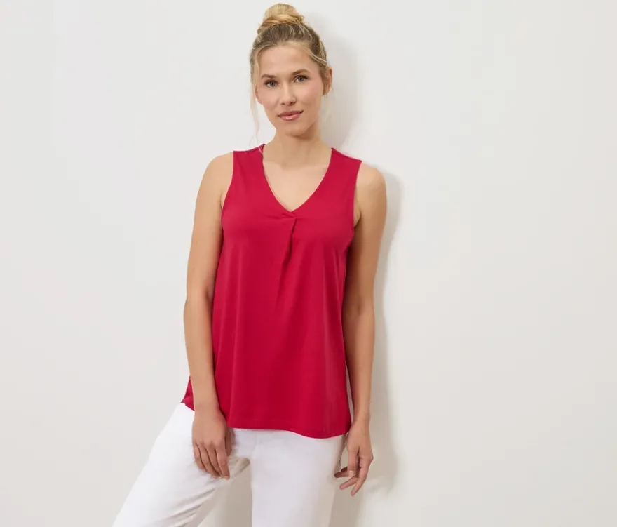 Top mit Falten-Detail, rot